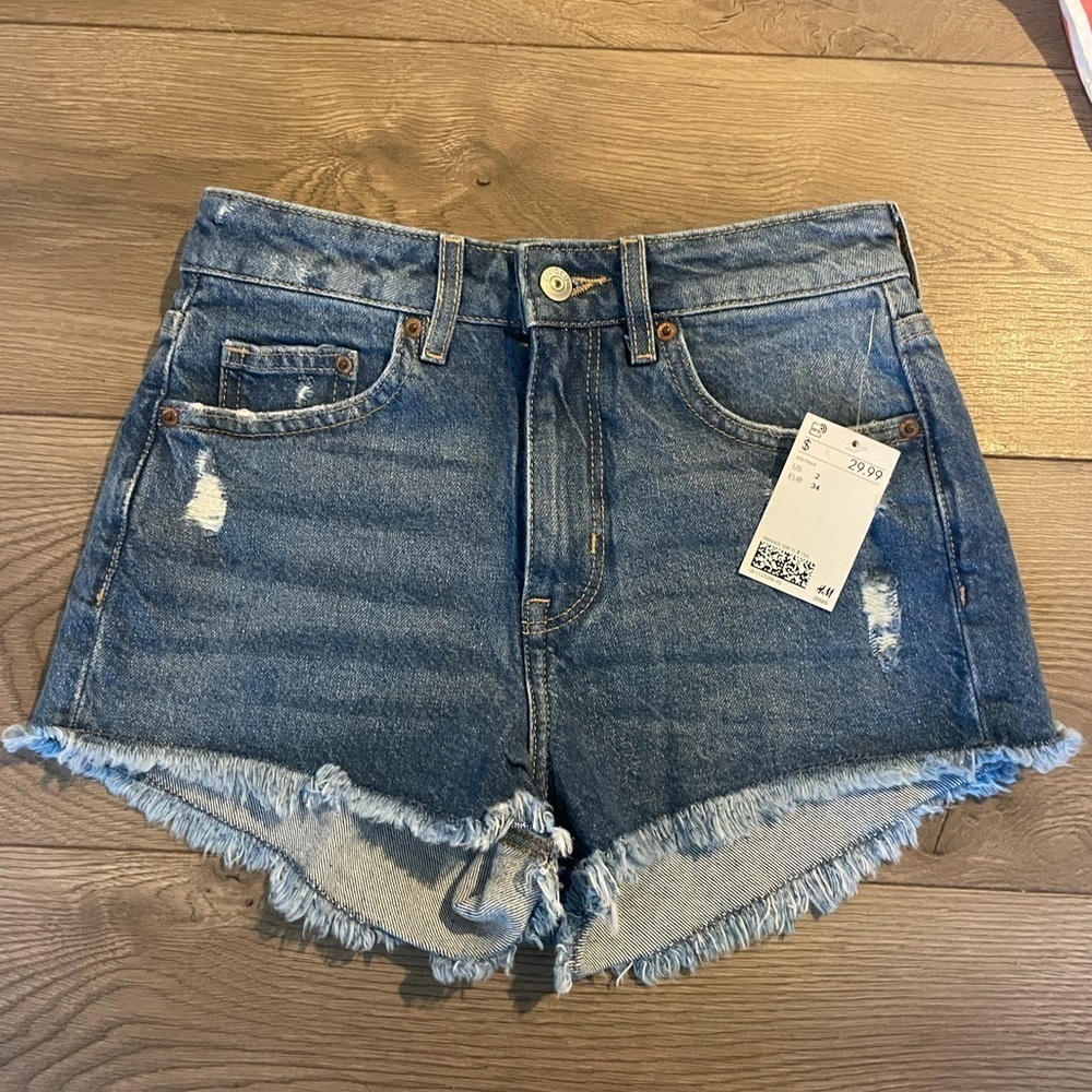 Divided Women's Blue Denim Jean Shorts with Frayed Hem